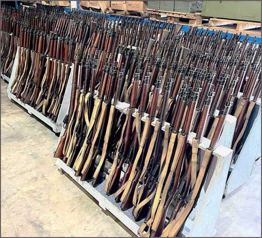 Enfield rifles racked